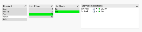 QlikView Selections Made
